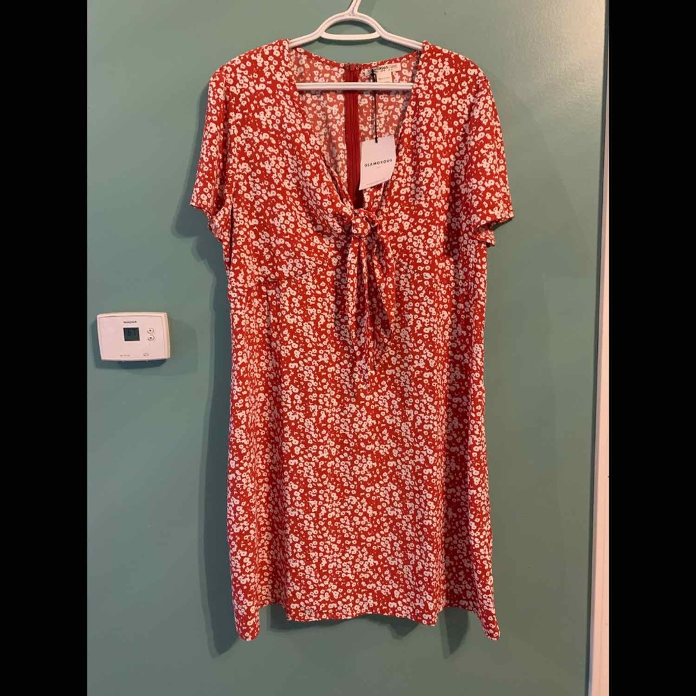 Red Dress covered in White Florals